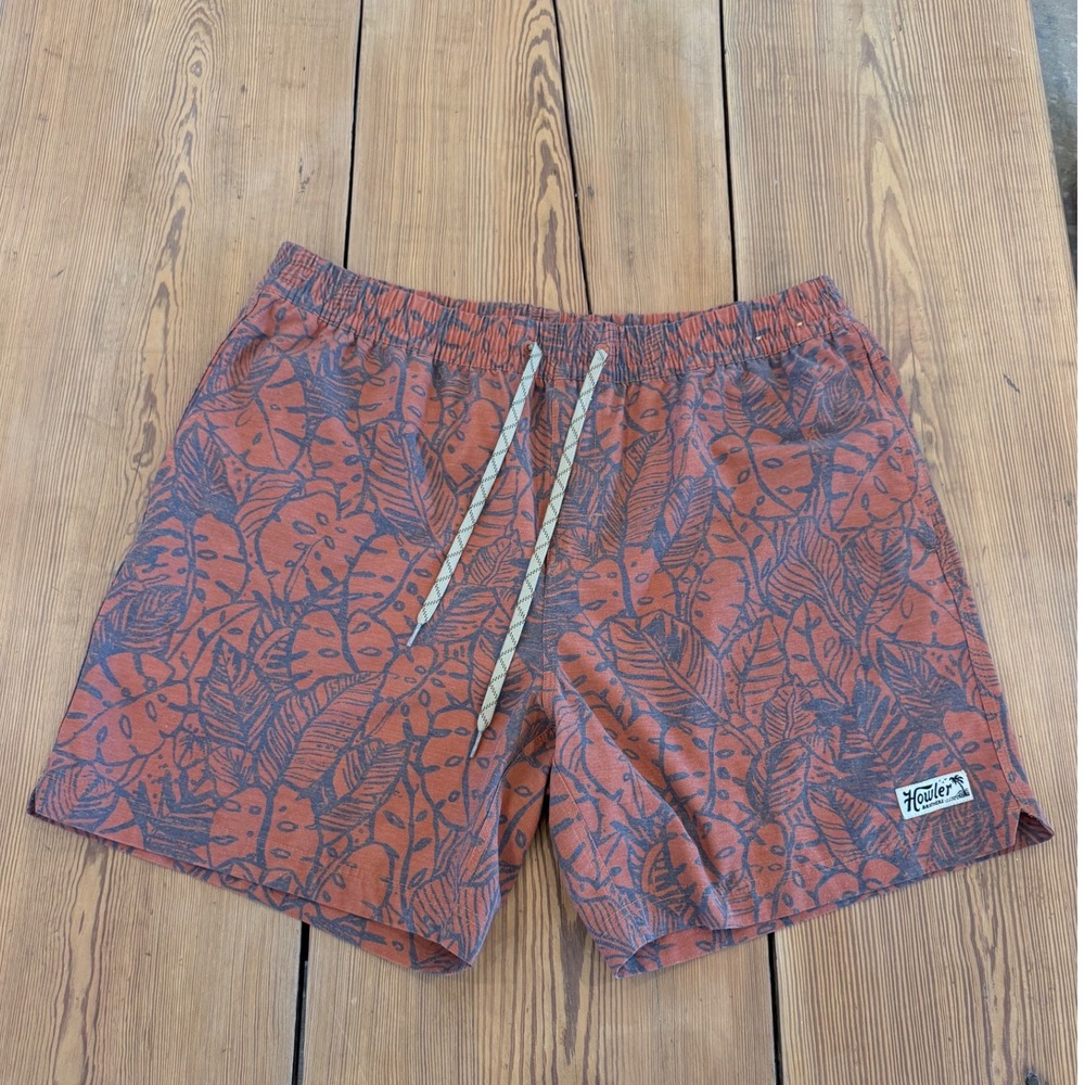 Howler Brothers Deep Set BoardShorts 17" Leafy Lithograph Adobe Mens XXL